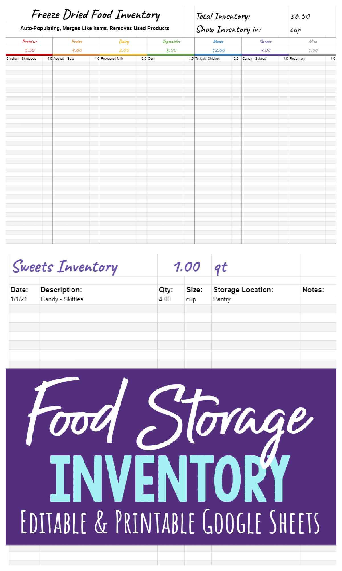 The Ultimate Freeze Dried Food Storage Inventory Editable Google